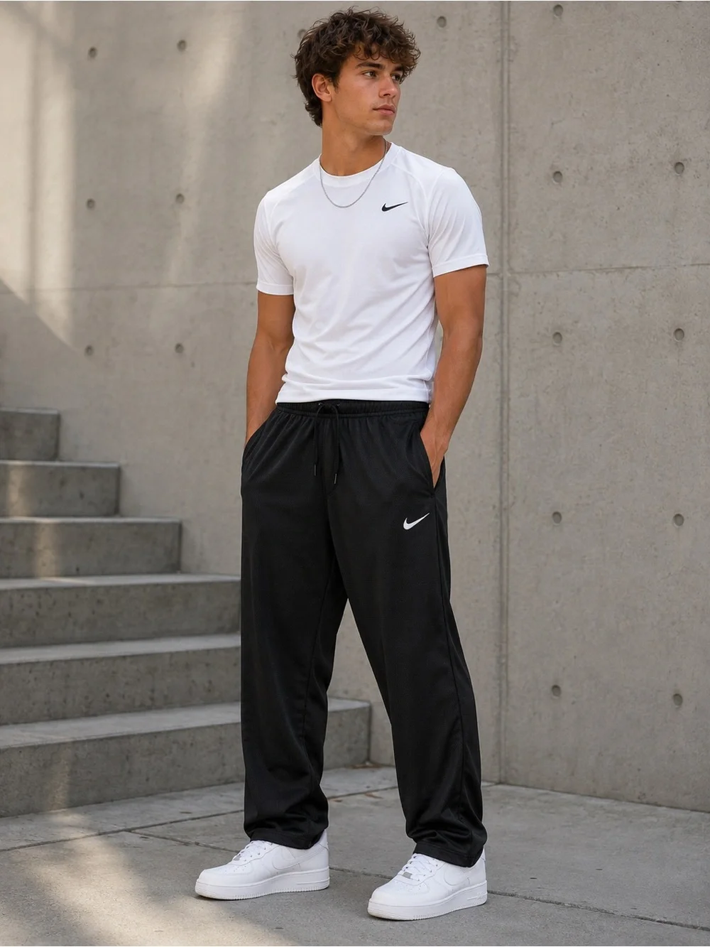Nike Black Joggers with White Swoosh Logo